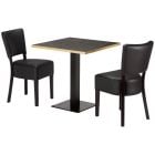 Artisano Black Pietra Grigia Square Table with Titan Base &  Alto FB Black Side Chair Bundle