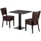 Artisano Black Pietra Grigia Square Table with Titan Base &  Alto FB Black Side Chair Bundle