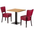 Artisano Natural Lancaster Oak Square Table Top with Titan Base & Alto FB Wine Side Chair Bundle