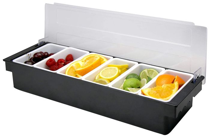 Black Condiment Holder with 6 Compartments