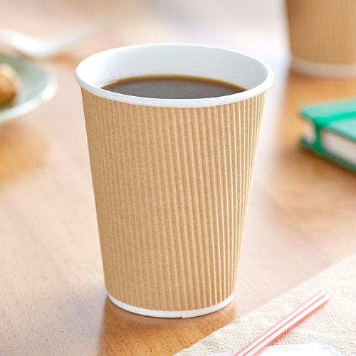 12 oz Kraft Paper Coffee Cup - Ripple Wall - 3 1/2 x 3 1/2 x 4 1/4 - 500  count box