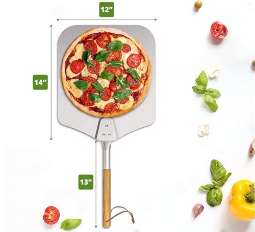 Large Aluminium Pizza Peel with Wood Handle 12 Inch x 14 Inch