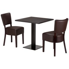 Artisano Dark Brown Sorano Oak Square Table Top with Titan Base & Alto FB Dark Brown Side Chair Bundle