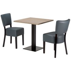 Artisano Shorewood Square Table Top with Titan Base & Alto FB Iron Grey Side Chair Bundle