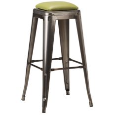 Artisano French Bistro High Stool Lime Green Faux Leather with Gun Metal Grey Frame 