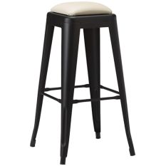 Artisano French Bistro High Stool Ivory Faux Leather with Matt Black Frame 