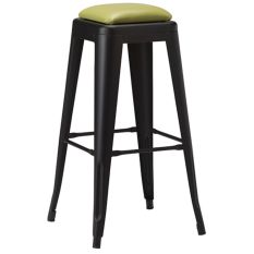 Artisano French Bistro High Stool Lime Green Faux Leather with Matt Black Frame 