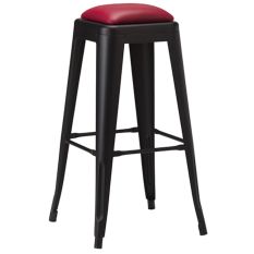 Artisano French Bistro High Stool Wine Faux Leather with Matt Black Frame 