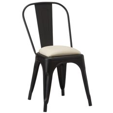 Artisano French Bistro Side Chair Ivory Faux Leather with Matt Black Frame (Pack of 2)