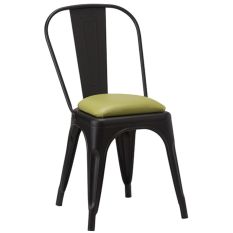 Artisano French Bistro Side Chair Lime Green Faux Leather with Matt Black Frame (Pack of 2)