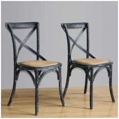 Bolero Wooden Dining Chairs with Cross Backrest Black Wash Finsih (Pack of 2)