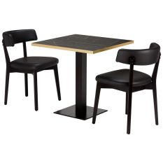 Artisano Black Pietra Grigia Square Table Top with Titan Base & Nico Black Side Chair Bundle