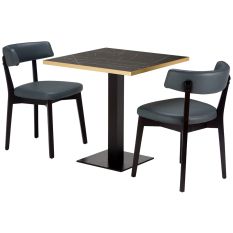 Artisano Black Pietra Grigia Square Table Top with Titan Base & Nico Iron Grey Side Chair Bundle