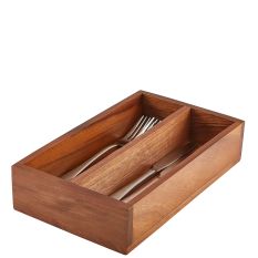 GenWare Acacia Wood 2 Compartment Cutlery Tray